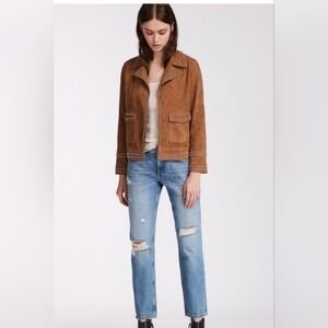 All Saints Studded Open Front Goat Leather Jacket